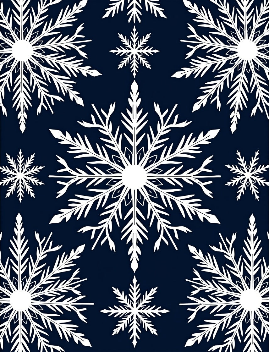 Winter White Snowflake Navy Blue Rug