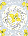 Yellow Citrus Floral Medallion Rug