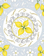 Yellow Citrus Floral Medallion Rug