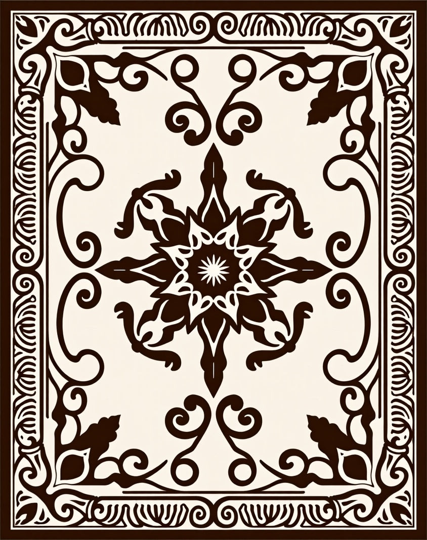 Dark Floral Vine Ornate Pattern Rug