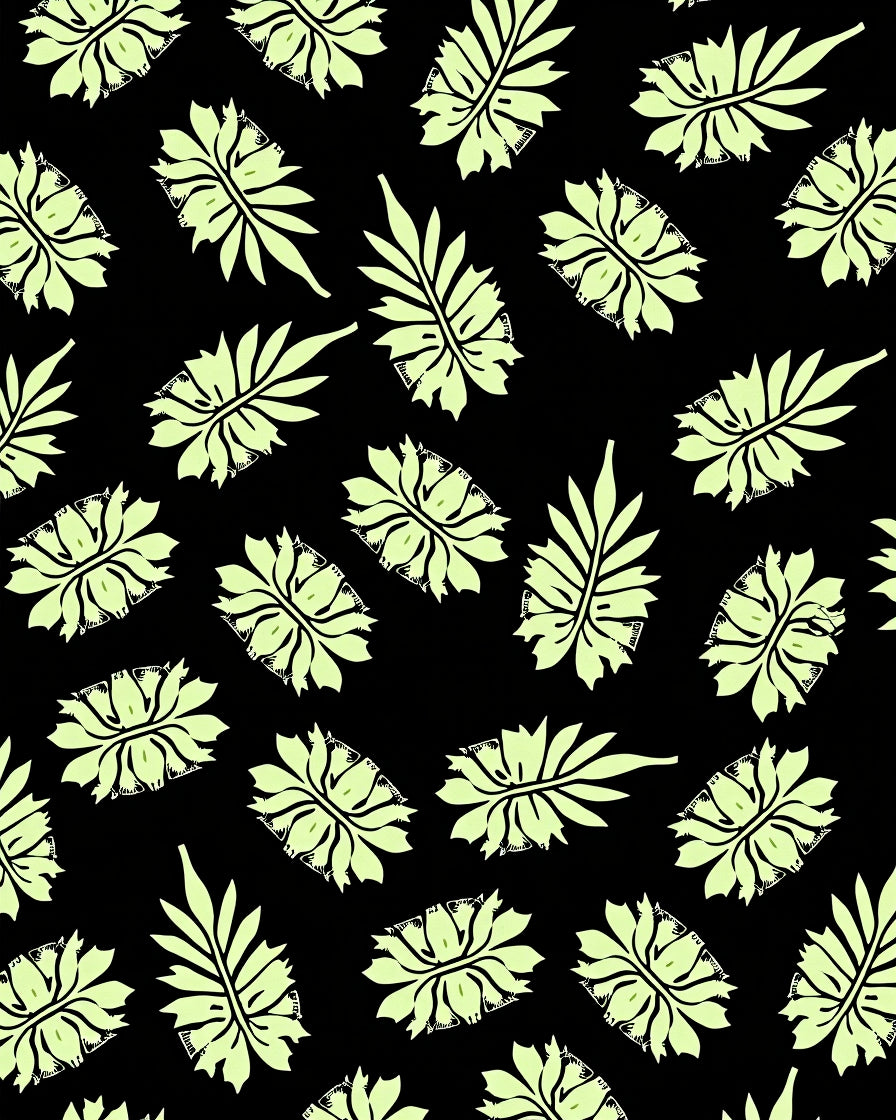 Light Green Leaf Patterned Design Rug