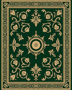 Green And Gold Floral Medallion Rug
