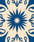 Blue Cream Starburst Floral Pattern Rug