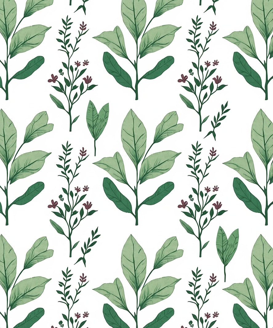 Green Leaf and Flower Pattern Rug