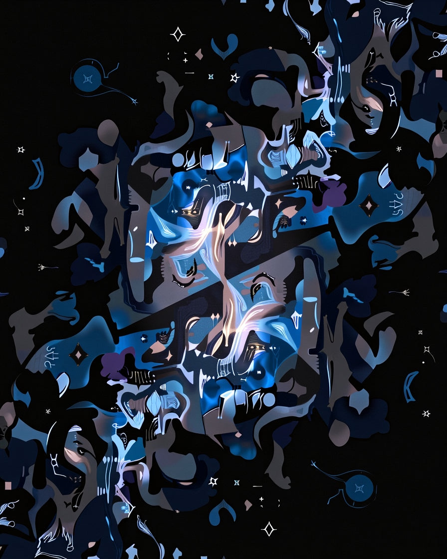 Abstract Blue Dark Night Pattern Rug