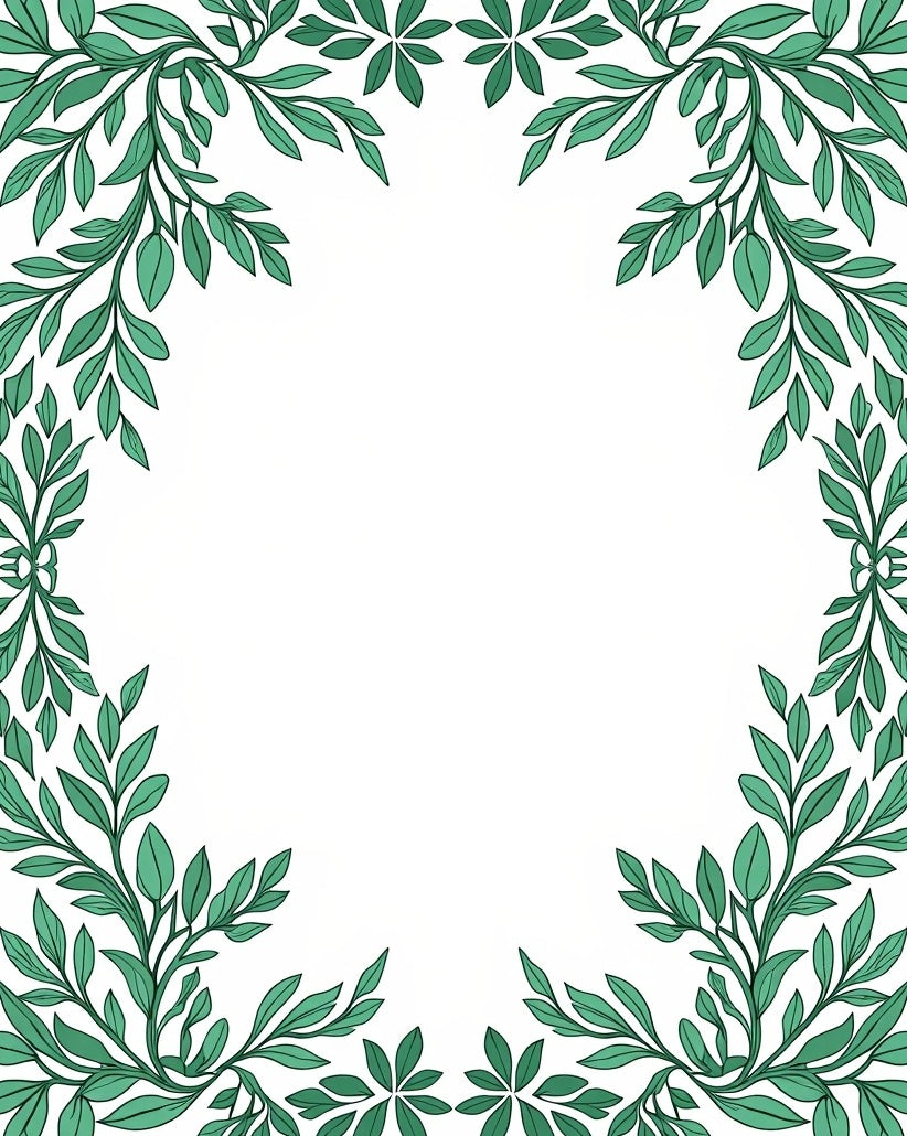 Green Leafy Vine Border Design Rug