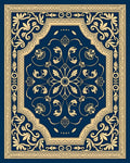 Rich Gold Navy Floral Medallion Design Rug