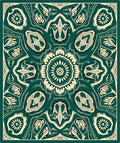 Intricate Floral Medallion Dark Teal Design Rug