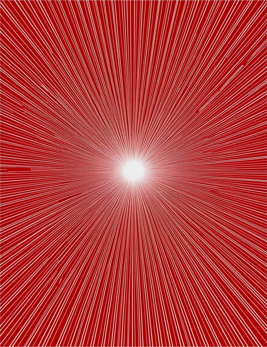 Radiant Sunburst Red Line Art Rug