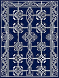 Intricate Lattice Patterned Navy Rug