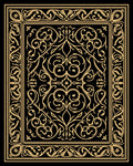 Ornate Golden Black Floral Pattern Rug