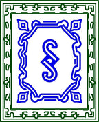 Elegant Blue Green Scrollwork Rug