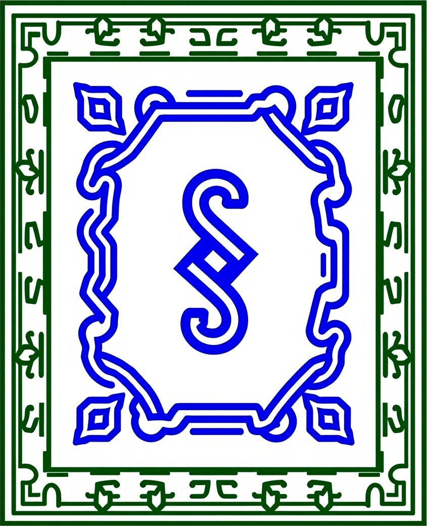 Elegant Blue Green Scrollwork Rug