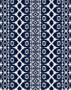 Geometric Blue And White Tribal Pattern Rug