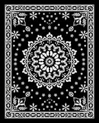 Intricate Black White Mandala Design Rug