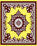 Ornate Yellow Burgundy Mandala Pattern Rug