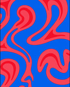 Groovy Blue Red Swirl Pattern Rug