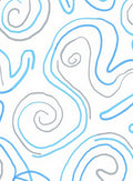 Abstract Swirls Gray and Blue Pattern Rug