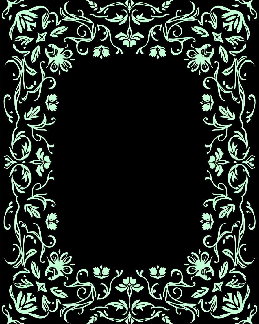 Vintage Floral Swirl Accent Border Rug