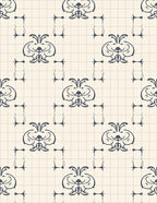 Vintage Scrollwork With Subtle Grid Pattern Rug