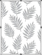 Gray Leaf Pattern on White Background Rug