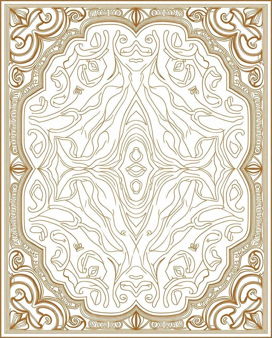 Ornate Swirling Botanical Inspired Design Rug