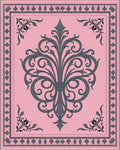 Ornate Grey Pink Flourish Design Rug