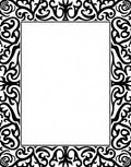 Ornate Black Scroll Border Rug