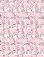 Soft Pink Floral Sketch Pattern Rug