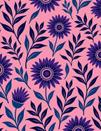 Bold Floral Abstract Pink Indigo Rug