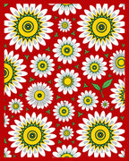Bold Floral Pattern With Yellow Centers Rug