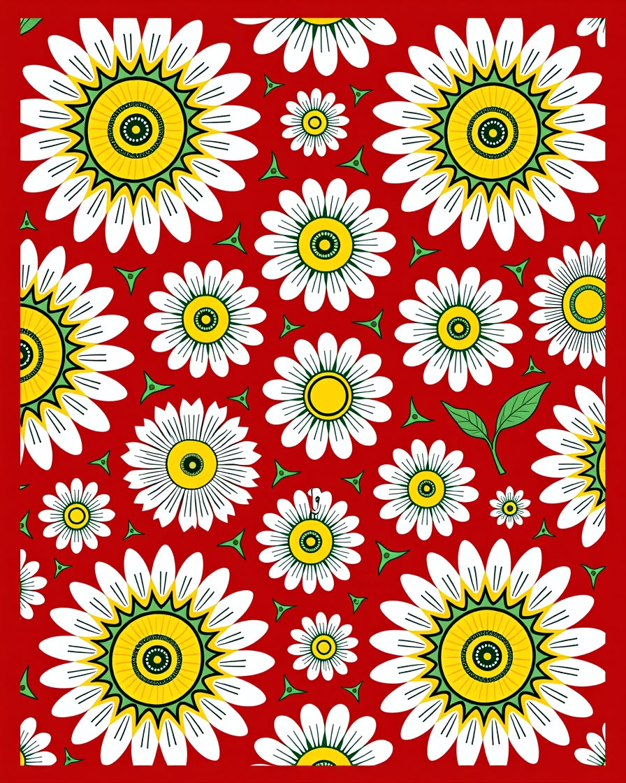 Bold Floral Pattern With Yellow Centers Rug