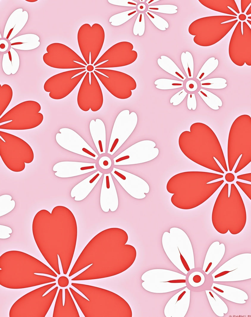 Pink Petal Flower Pattern Rug
