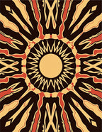 Radiating Sunburst Geometric Pattern Rug
