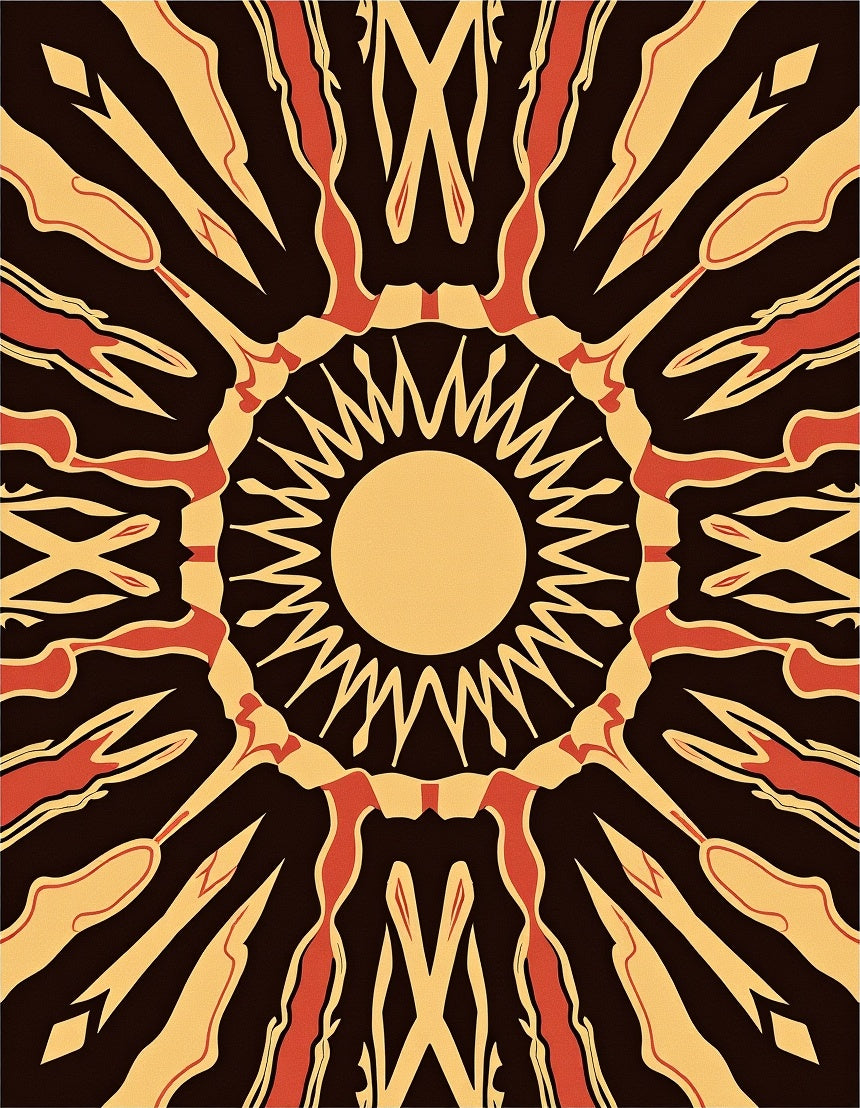 Radiating Sunburst Geometric Pattern Rug