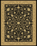Ornate Golden Floral Vine Pattern Rug