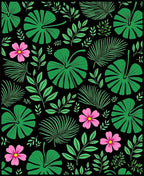 Vibrant Tropical Leaves and Flowers Rug
