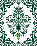 Elegant Green Floral Scrollwork Design Rug