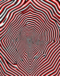 Psychedelic Black Red Swirl Design Rug