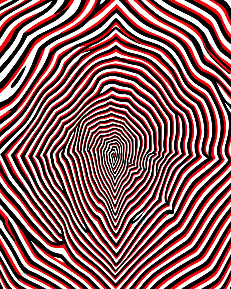Psychedelic Black Red Swirl Design Rug