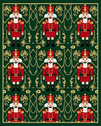 Red Nutcracker Emerald Gold Ornament Rug