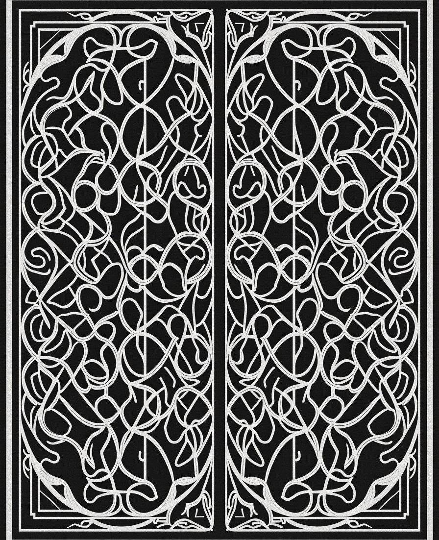 Intricate Swirl Black White Design Rug