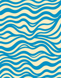 Blue Wave Patterned Abstract Design Rug