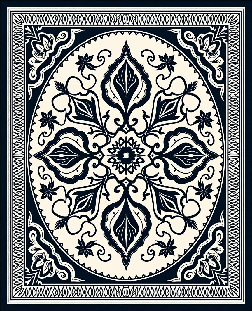 Classic Floral Medallion Border Design Rug