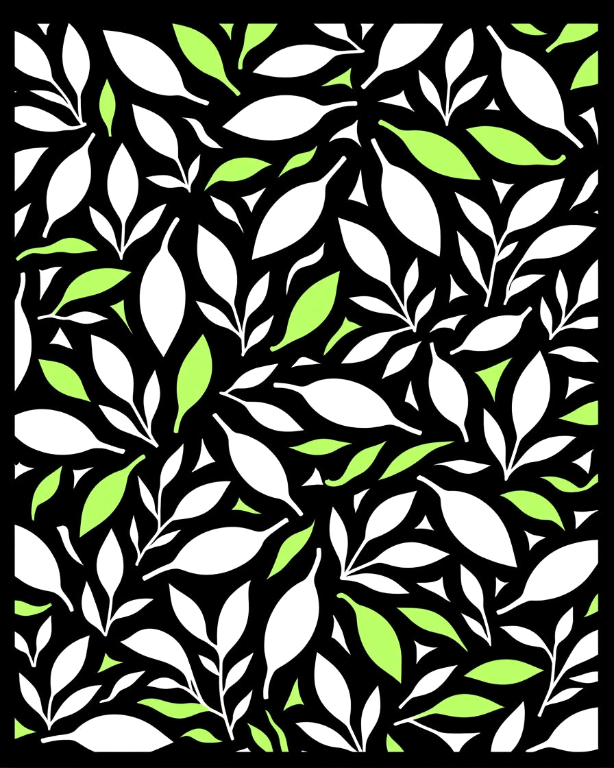 Modern Leaf Silhouette Pattern Rug