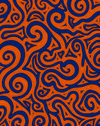 Abstract Swirl Orange Blue Pattern Rug