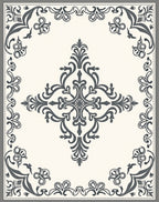 Classic Damask Floral Scrollwork Pattern Rug