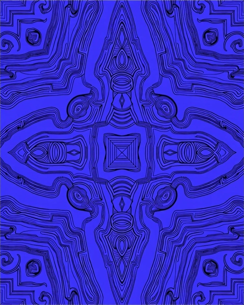 Intricate Blue Contour Abstract Design Rug