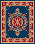Ornate Floral Red Gold Medallion Rug