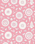 Pink Floral Whimsical Flower Pattern Rug